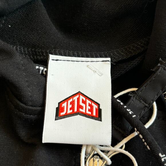 NWT Jet Set Medium Lurex Black Full Zip Hoodie Jacket Cotton Blend Italy - Picture 10 of 12